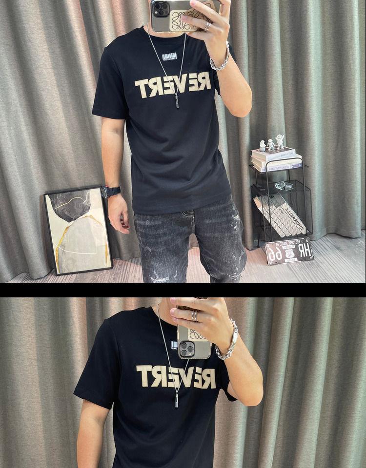 Product Introduction of Kemeja-T Lengan Pendek, untuk Lelaki, Koleksi Musim Bunga dan Musim Panas, Bahan Kapas, Cetakan Huruf, Slim Fit, Baju Lapisan Asas, Lengan Separuh, Fesyen Hijau, Kualiti Tinggi, T 11