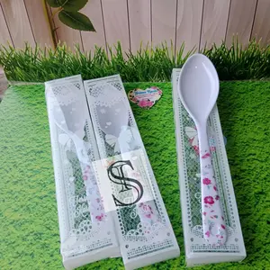 ( 100 Pics ) Souvenir Sendok Makan Melamin Kemasan Mika Motif Free Kartu Ucapan Terima Kasih