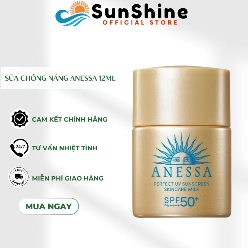   MINISIZE  Sữa Chống Nắng Cho Da Dầu Mụn Anessa Perfect UV Sunscreen Skincare Milk SPF50+ PA++++ 12ml 
