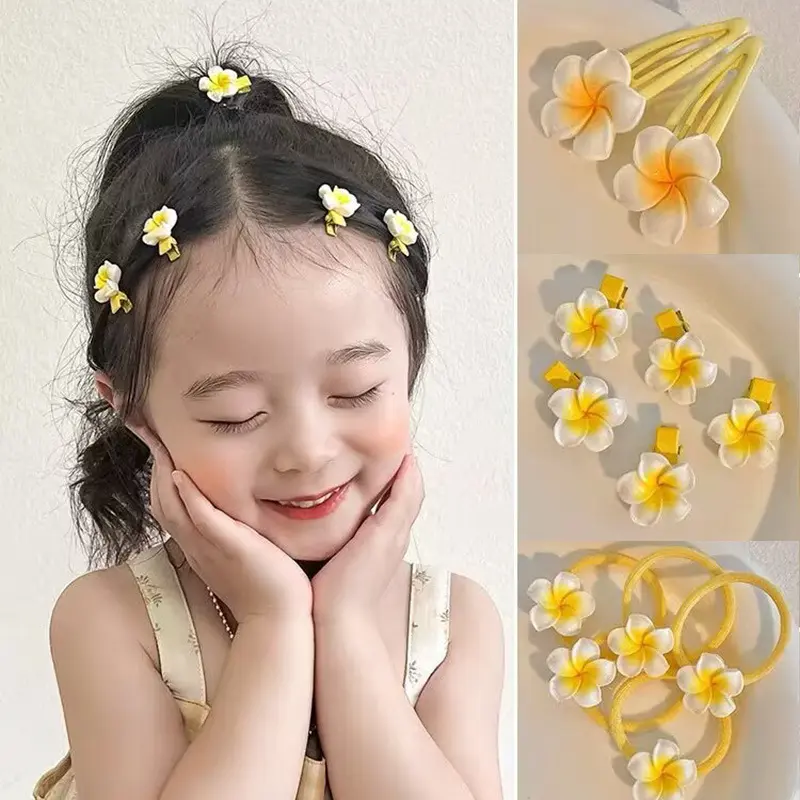 Children's frerian hair clip Flower side clip small cute leather band hair accessories bb clip set