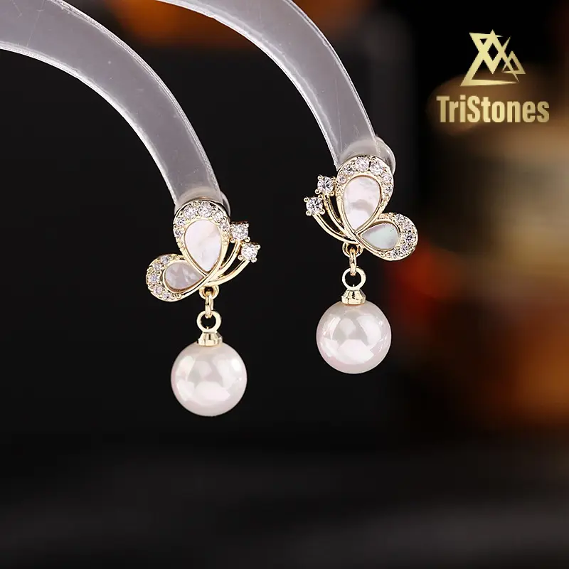 Hoa Tai Kiểu Pháp, Thiết Kế Đẹp Nhật Bản Và Hàn Quốc, Hoa Tai Vỏ Sò Nhỏ Đinh Tán Bướm Zircon Ngắn, Dành Cho Nữ Khuyên Tai Voi Voan Cua 2