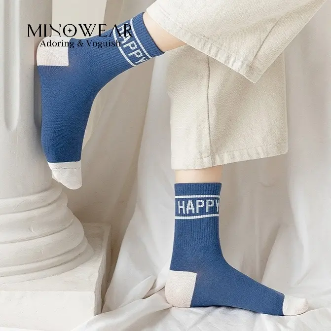 Minowear Kaos Kaki Katun Lembut Korean Japanese Cute Socks Nyaman Wanita Pendek Ankle Motif Cewek Hitam Semata 3