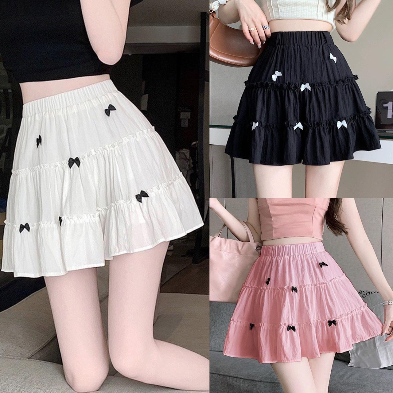 Thời Trang Bigsize Chân Váy Có Lót Trong Vải Xốp Đính Nơ 45 - 100Kg Có Bigsize Dễ Thương Nữ Voan - A.1342