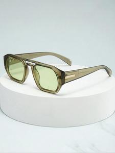 Lentes de Marco de Doble Puente Vintage para Hombre, Lentes Casuales y Modernos UV400 para Uso Diario, Accesorios de Moda para Actividades al Aire Libre