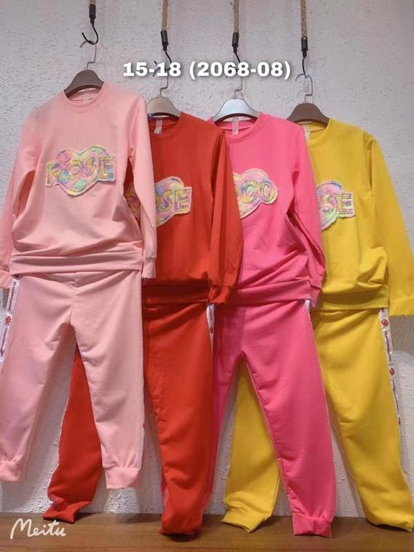 stelan anak perempuan import motif random Lengan panjang baju bordir Celana joger dengan sweater Fashion 1