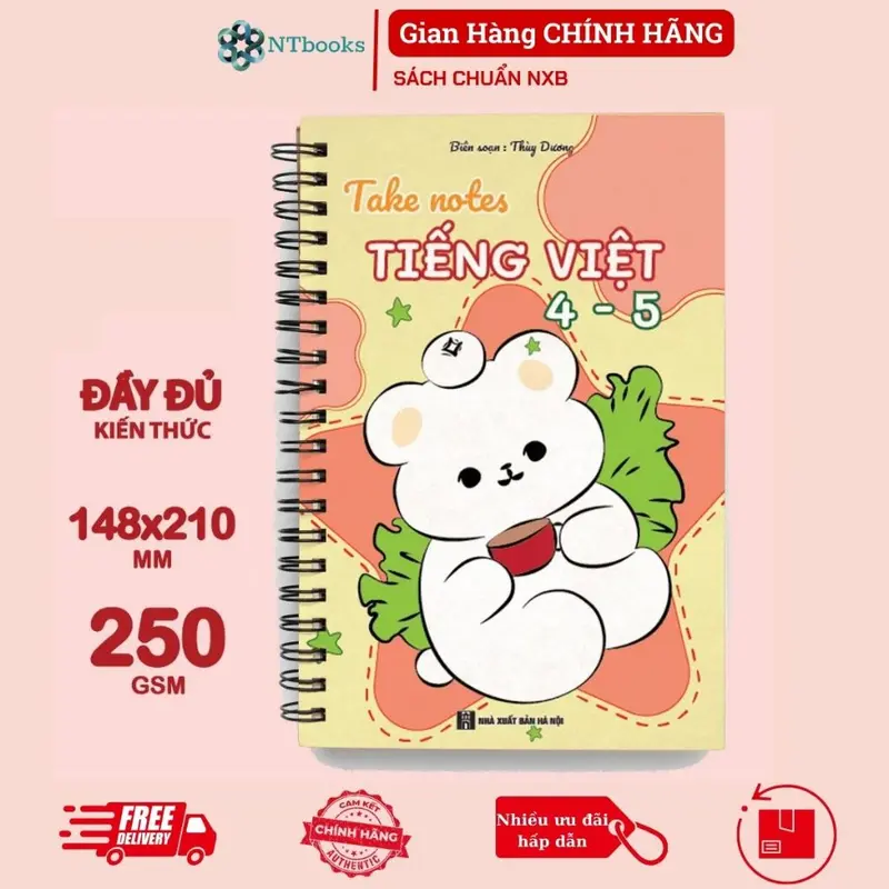 Sách - Số tay Takenote lớp 5: Toán + Tiếng Việt + Tiếng Anh 3-12 khổ A5 (Phiên Bản Mới Nhất) - TV 4