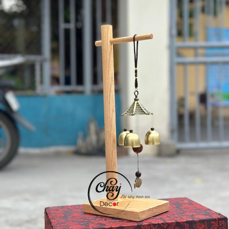 Set Kệ Gỗ Treo Chuông Gió Bình An, Set Chuông Bình An Chay Decor 4