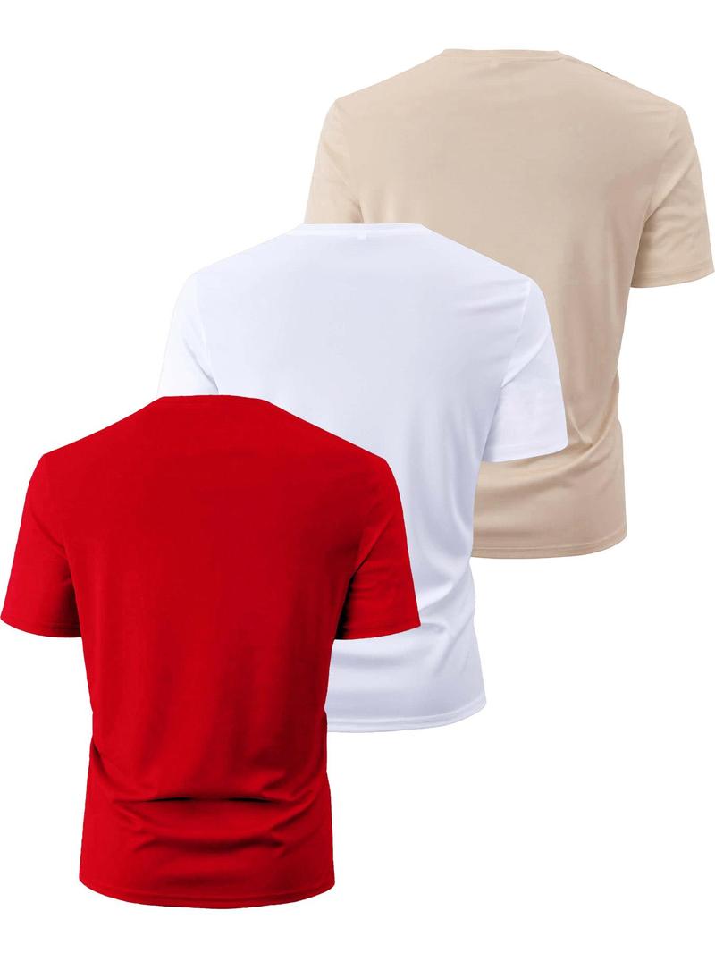 Product Introduction of 【Plus Size】 Letter Print Round Neck Tee, Regular Fit Casual Short Sleeve T-shirt for Daily Wear, Men's Clothing for All Seasons 2