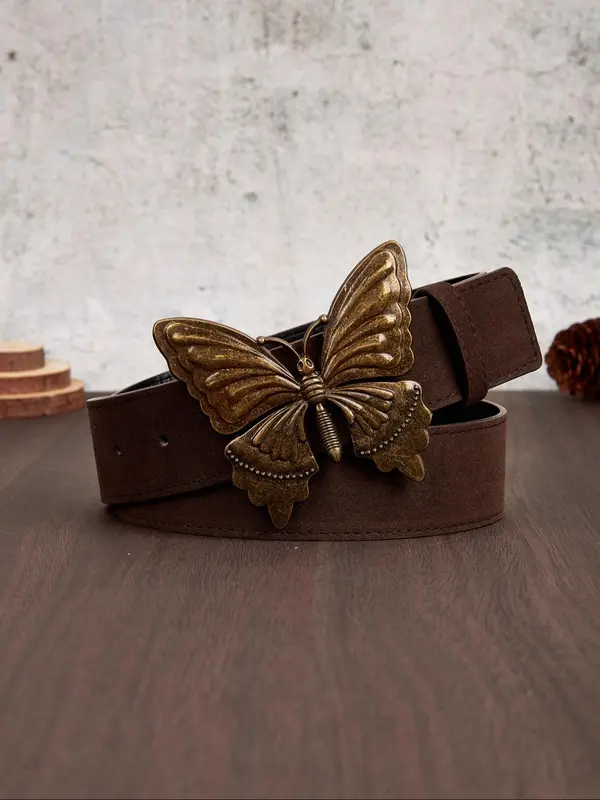 Women's Vintage Butterfly Decor Western Belt, Fashionable Waistband for Jeans & Dress, Casual Waistband for Daily Use 0
