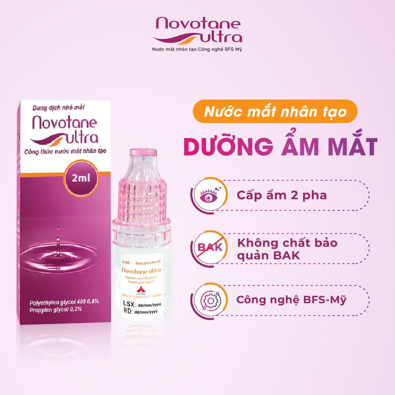 Nước nhỏ mắt nhân tạo mini Novotane Ultra 2ml nước nhỏ mắt cấp ẩm cho mắt đeo lens trang điểm