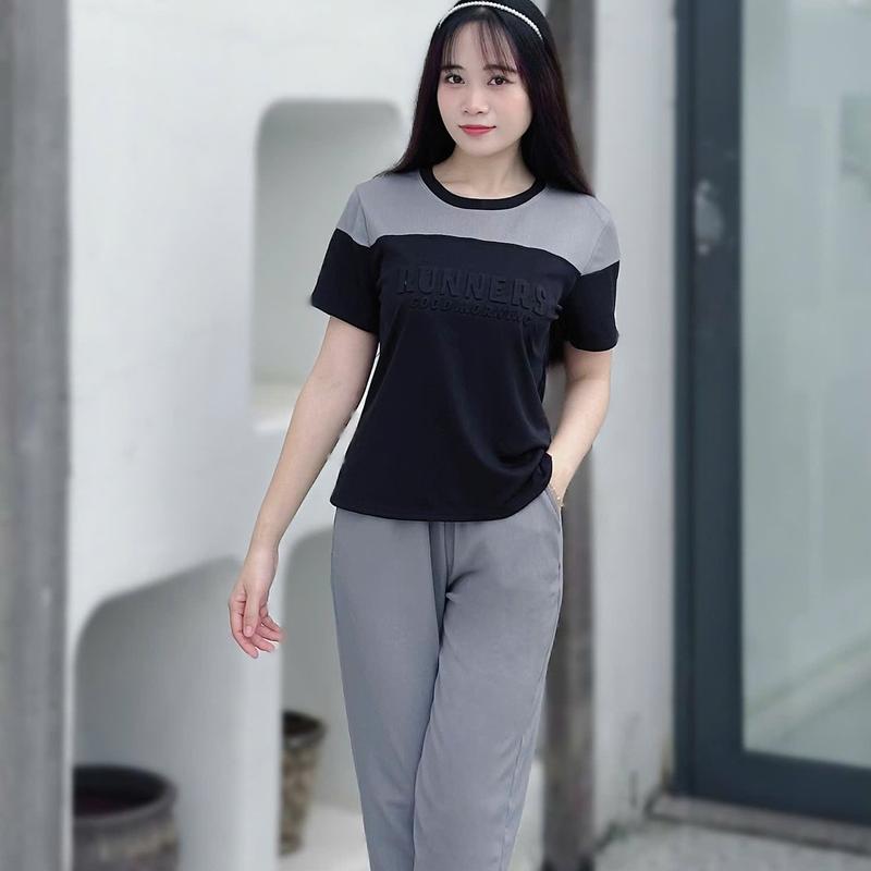 Đồ Bộ Mặc Nhà- Bộ Ủ Kem Phối Rập Nổi Chất Thun Tăm Lạnh Quần Baggy Xinh Xắn Trẻ Trung đồ  bộ Women Nữ - BPC01