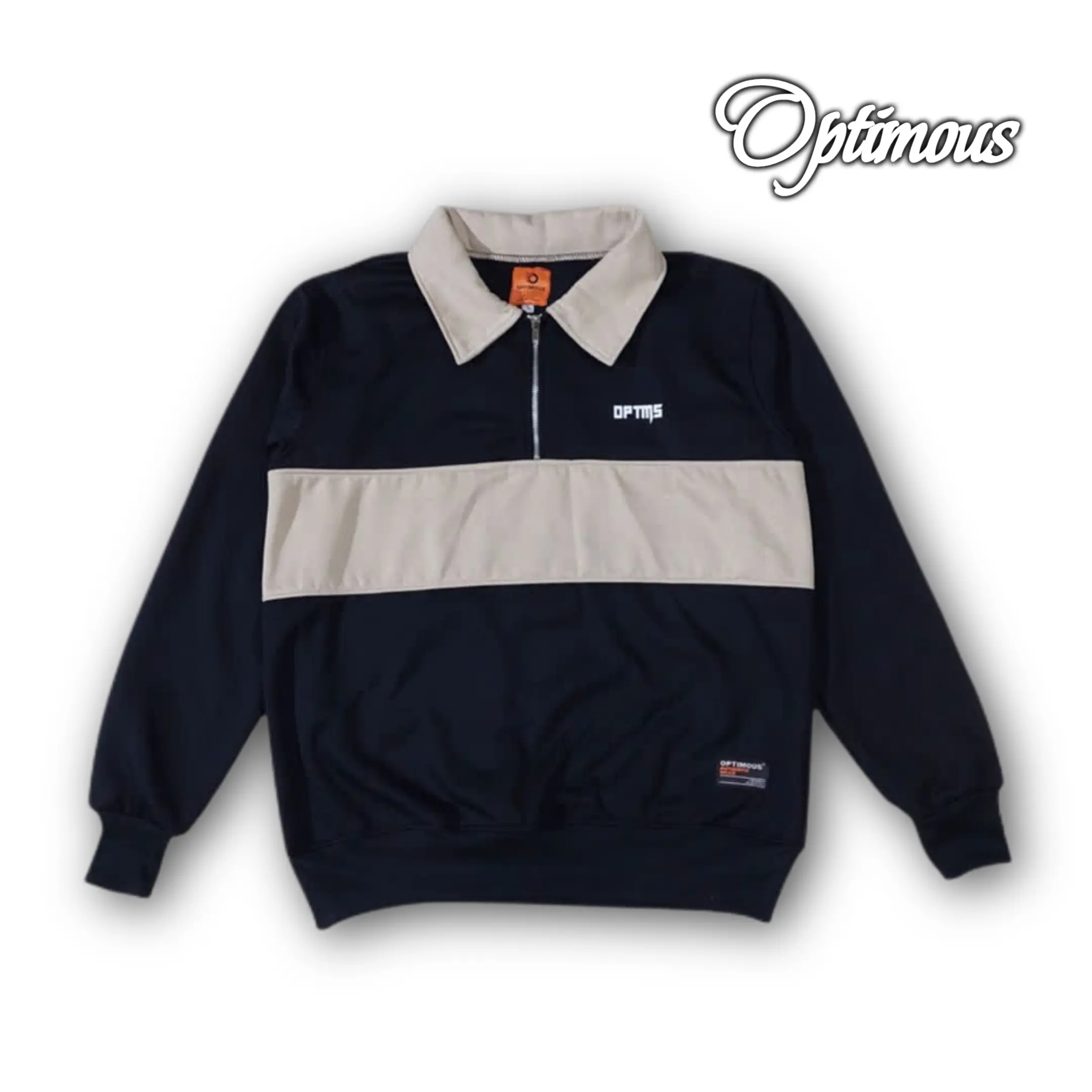 rugby sweater half zipper premium tebal optimous Fleece Pria Wanita Crewneck