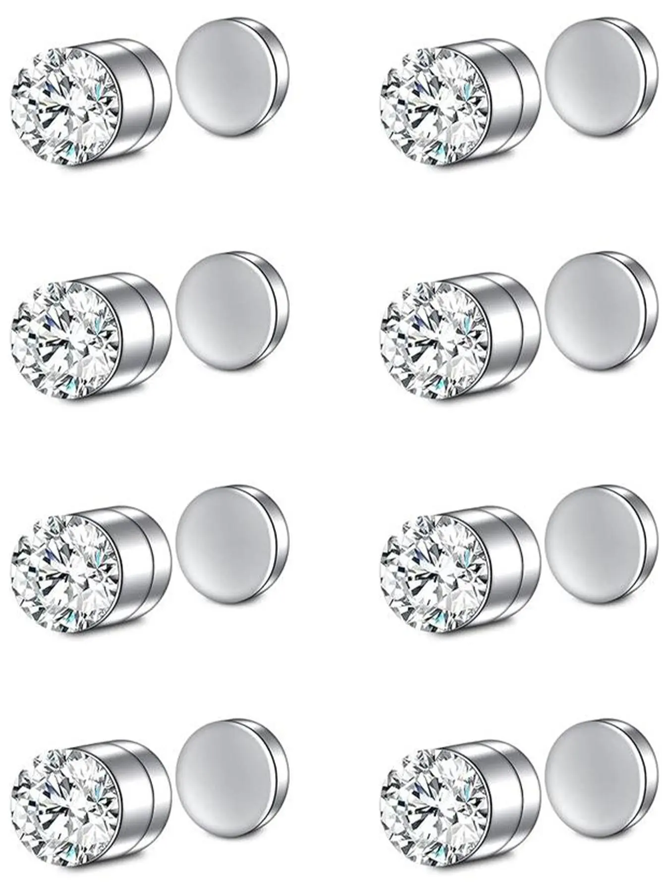 Rhinestone Decor Nose Ring Stud Clip, 4 Pairs Magnetic Nose Stud Clip, Non Pierced Jewelry for Women Men for Party, Daily Clothing Decor, Summer Trendy All-match Jewelry for Birthday Gift