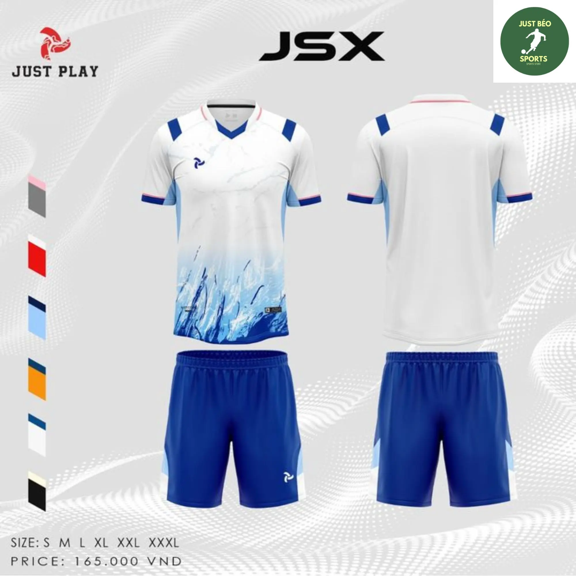 QUẦN ÁO BÓNG ĐÁ, ĐỒ ĐÁ BANH NAM NỮ JUSTPLAY JSX - CHẤT LIỆU THUN MÈ CAO CẤP, CO GIÃN, THẤM HÚT MỒ HÔI, GIÚP THOẢI MÁI HOẠT ĐỘNG Ở CƯỜNG ĐỘ CAO - THIẾT KẾ ĐỘC ĐÁO, TINH TẾ - NHẬN IN TÊN SỐ TỪ 1 BỘ, IN ĐỘI NHÓM - JUST BÉO SPORTS Top