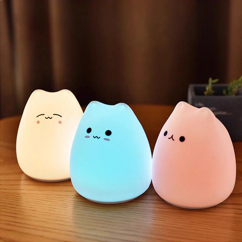 Đèn ngủ trang trí,đèn led silicon cảm ứng mèo mini LJC-124
