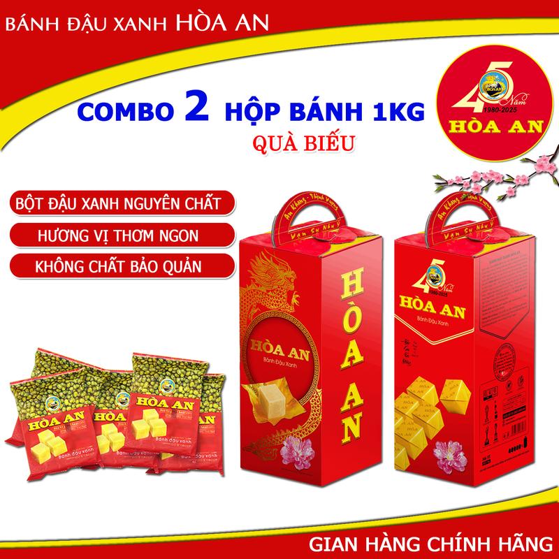 Combo 2 hộp Bánh đậu xanh Hòa An 1kg ( đặc sản + chính hãng ) Ăn Vặt Snack Food Cake Thức Ăn