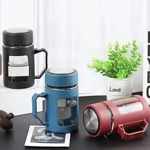 CLAIYDREAM Gelas Kaca Gagang / Gelas Shell 500 ML Kemasan Box/Cangkir Minum Motif Kotak/Mug Cangkir