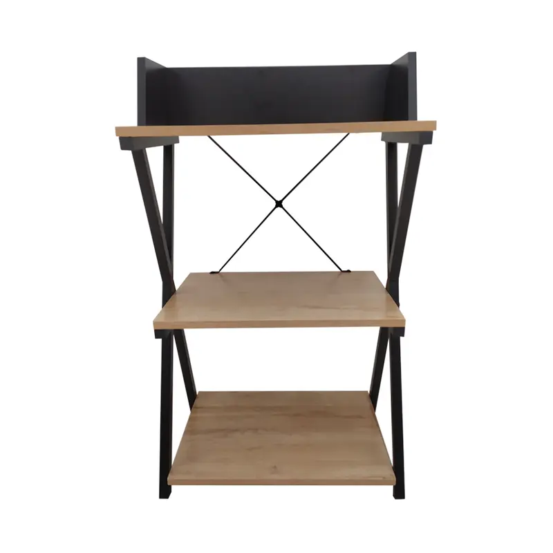 SELMA SET 2 PCS FERDIAN MEJA KANTOR DENGAN RAK - COKELAT MAPLE 1