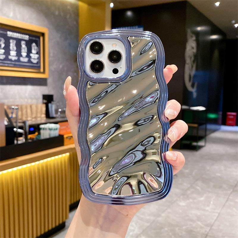 Product Introduction of Electroplating wavy edge is suitable for iphone15promax/15pro/15/14/14 promax/14pro/13promax/13/13pro/12/12promax/12pro/11 two-in-one women's mobile phone case 4