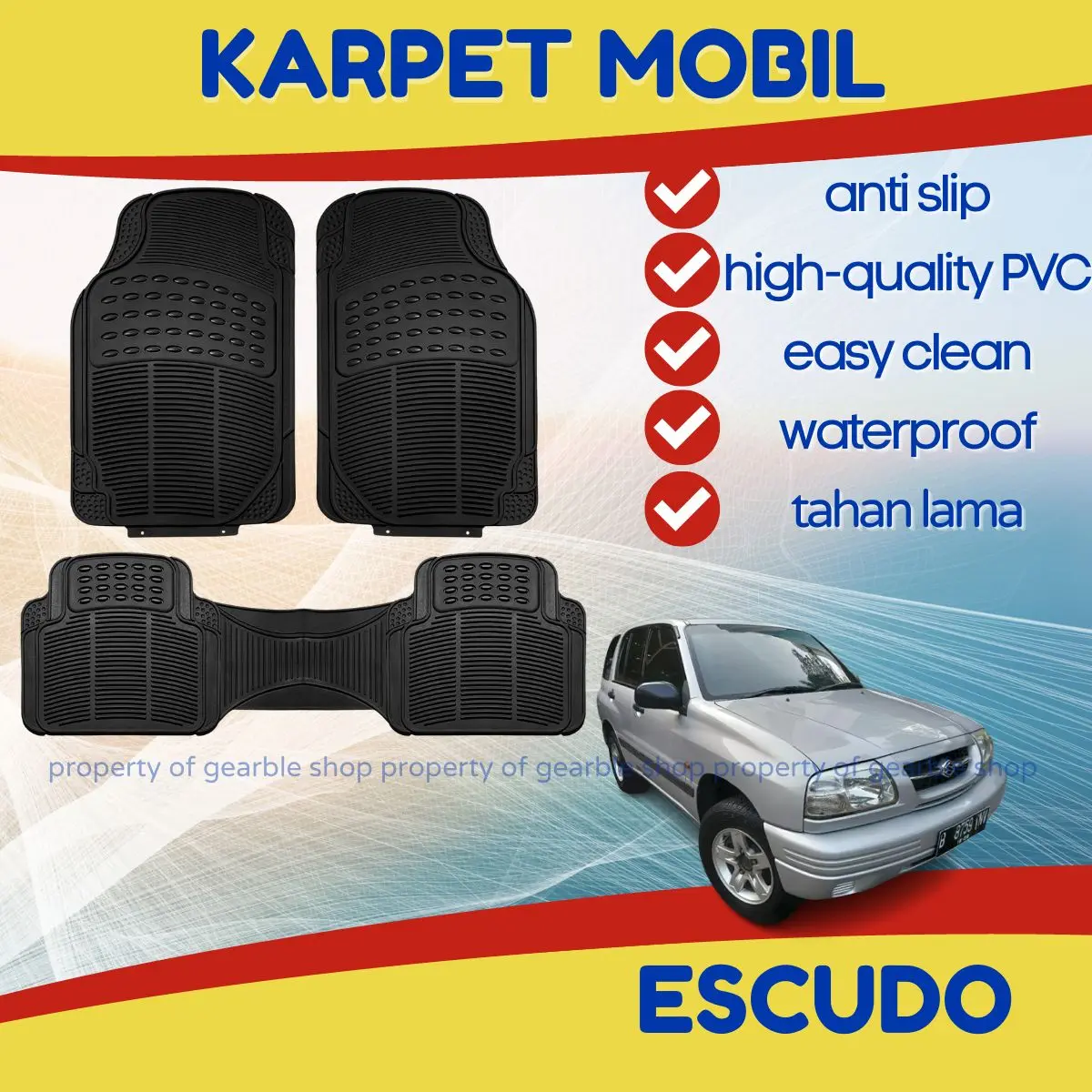 Karpet Mobil Escudo Alas Lantai Dasar Car Mats Karet PVC Suzuki Escudo Simple Anti Air