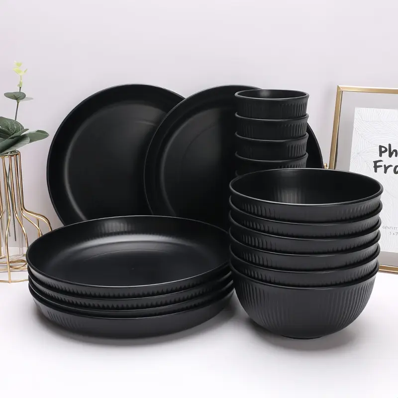 Reusable Tableware Set, 12pcs/set Including Bowl & Cup & Plate, Lightweight Shatterproof Tableware Set for Home & Outdoor Camping 2