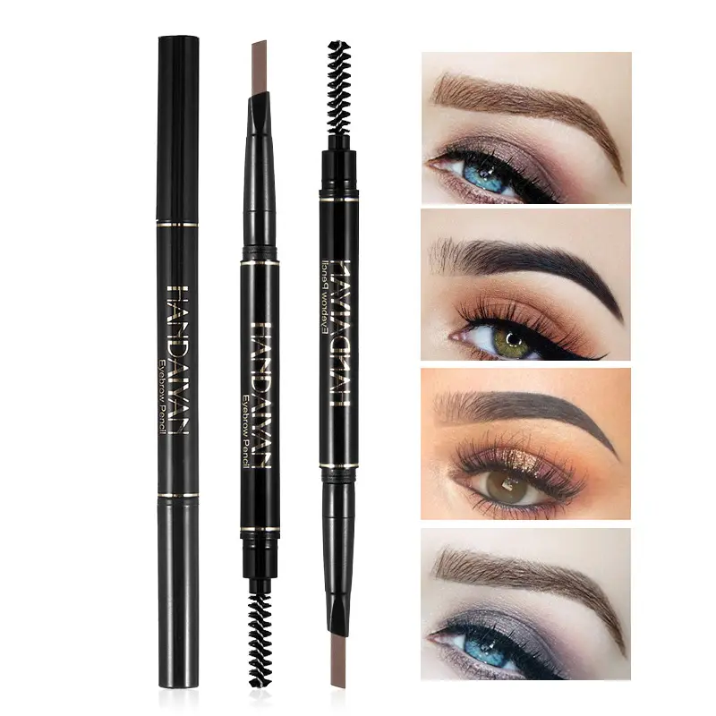 Eyebrow Pencil Waterproof Not Smudge Genuine Goods Handaiyan Automatic Rotation Double Head Eyebrow Cream with Brush Head Cosmetic Gloss Makeup Oil Powder Glaze Eyeliner Hyaluronic Long Lasting Contour