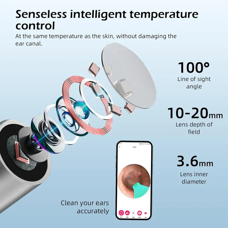 Electric Earwax Removal Kit, 1 Box Earwax Removal Tool with Camera & Accessories, 1080P Wireless Ear Cleaner, Visual Ear Cleaner for Smartphone 6