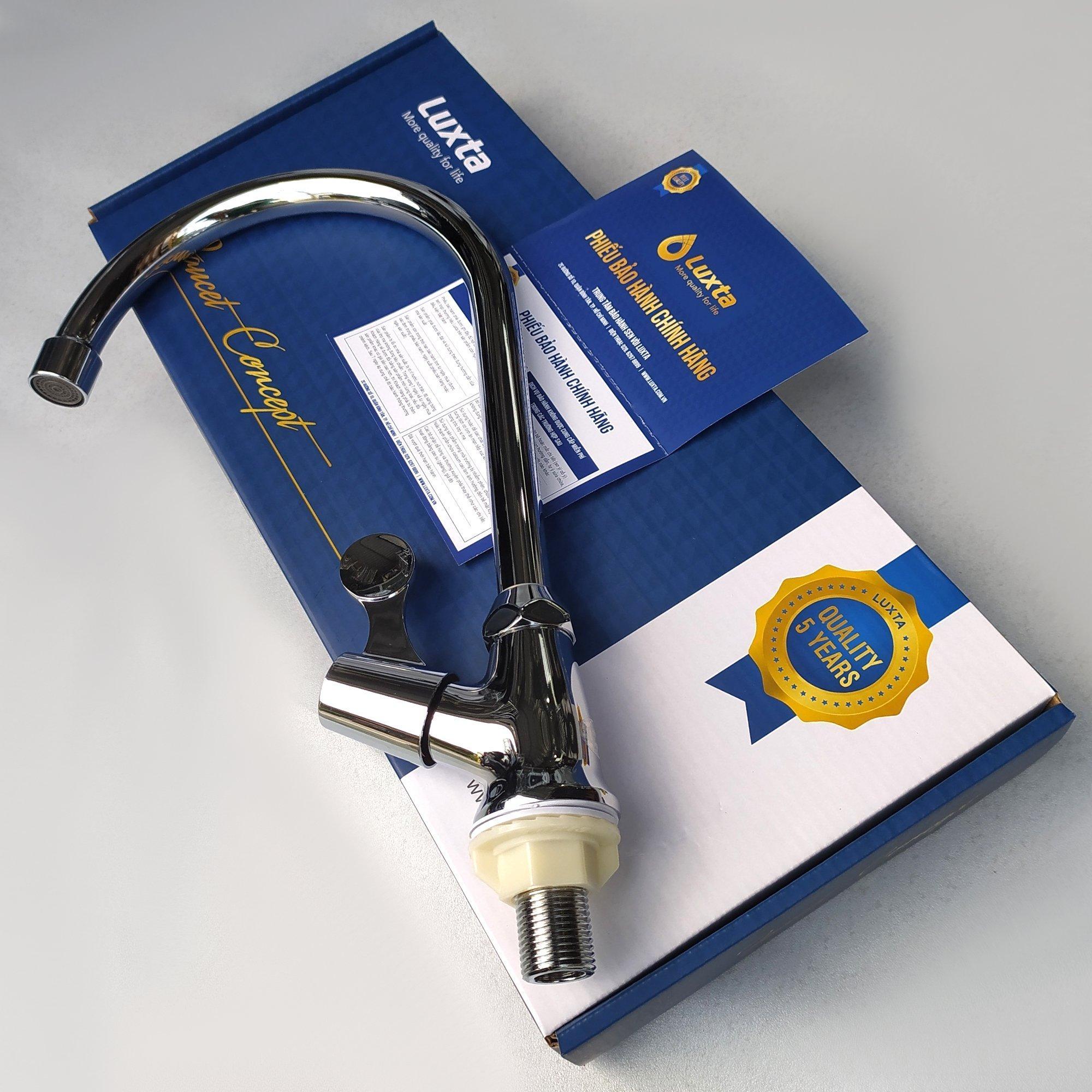 Vòi Bếp Vòi Rửa Chén Bát Lạnh Chính Hãng LUXTA Chất Liệu Cao Cấp - Nhiều kiểu vòi: thân tròn, lò xo,..