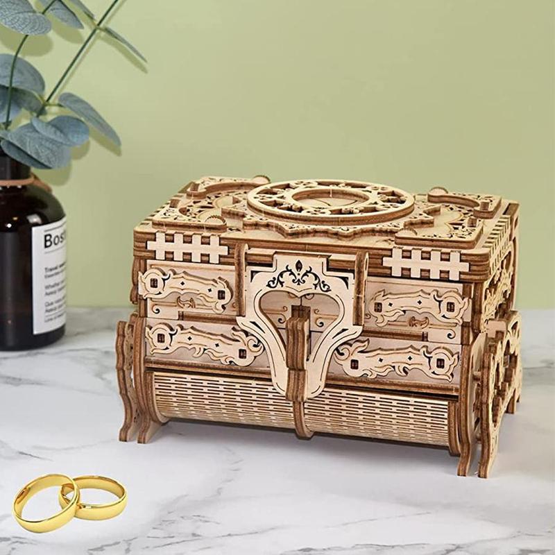 3D Wooden Puzzle Antique Box, DIY Jewelry Gift Box, Birthday Gifts For Adults And Teens 6