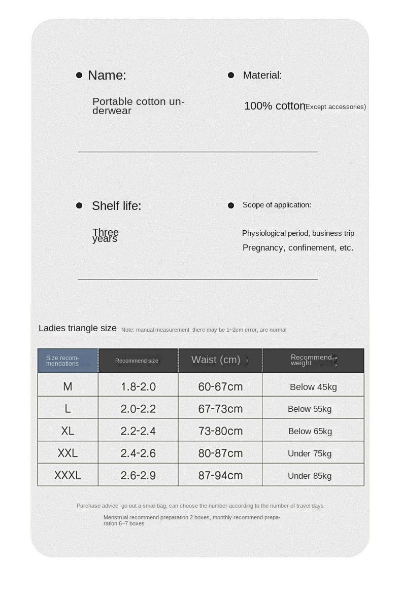 Product Introduction of Disposable underwear ladies cotton disposable shorts sterile men's travel supplies maternity portable. 14