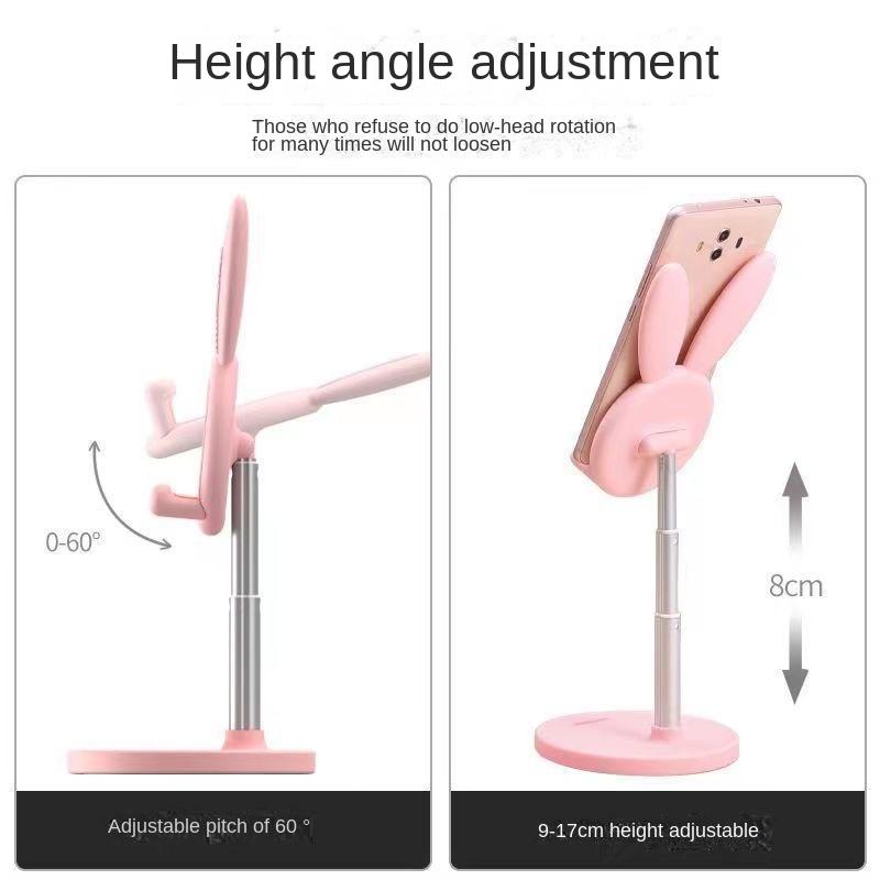 Product Introduction of Adorable Rabbit Mobile Phone Bracket Adjustable Desktop Super Stable Lazy Bracket Binge-Watching Tool Accessories Cellphone Smartphone Stand Mount 8