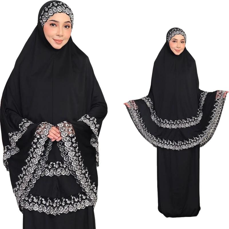 Telekung Double Lace Mukena Plain Muslimah Ikat Jubah Ropol ...