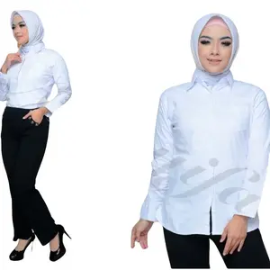 Kemeja putih polos saku 1 kemeja putih panjang wanita polos saku 1 Katun Baju