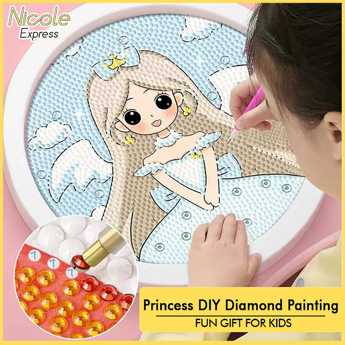 DIY Princess Diamond Painting for Kids Teens Arts and Craft Gift Idea for Children Arts and Craft Stationery for Children
