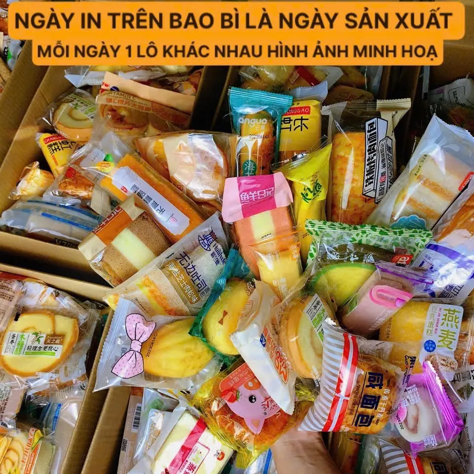 BÁNH MIX 1KY [CẢ THÙNG + BÁNH 10-15 CÁI ]   mix đủ vị 1 ngày 1 lô khác nhau  . NGÀY IN TRÊN BAO BÌ LÀ NGÀY SẢN XUẤT  - MÈO BÁN BÁNH  Thức Ăn Ăn Vặt Food Cake