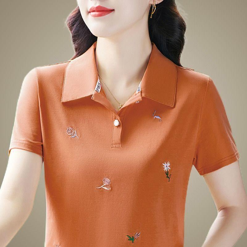 Áo Ngắn Tay Cho Mẹ TRUNG NIÊN Hợp Xu hướng Xu Hướng Thời Trang Mới Mùa Hè Cho Nữ, Áo Thun Thanh Lịch Và Dễ Phối Đồ Áo POLO 1