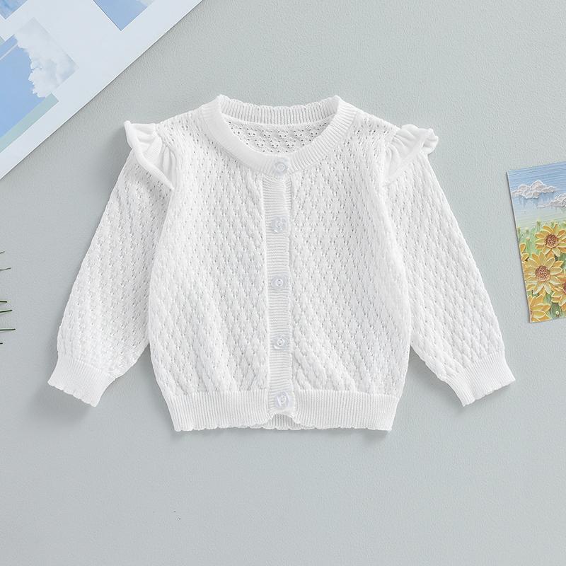 Baby Girls Knit Sweater, Long Sleeve Button-down Toddler Cardigan Fall Winter Clothes for Casual Daily 2