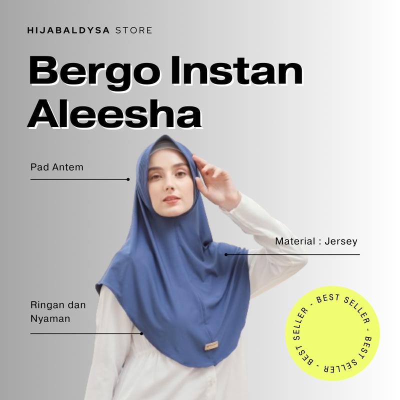 Hijab Instan Bergo ALEESHA Santai Sore Hari Bisnis Nyaman Lembut Muslim Kerudung Empat Segi Panjang Segitiga 6