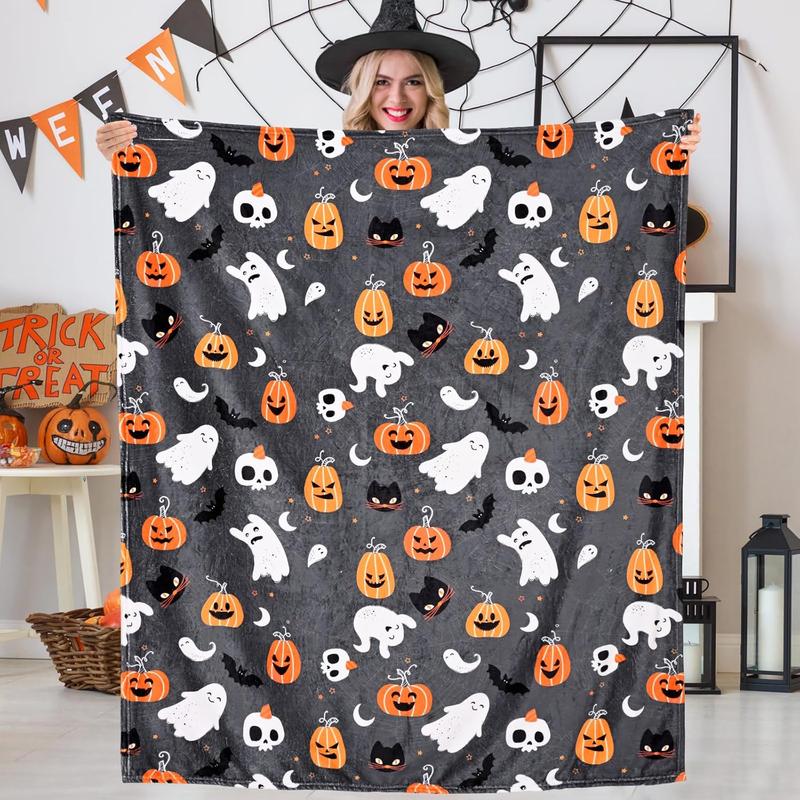 Grey shops pumpkin throw blanket