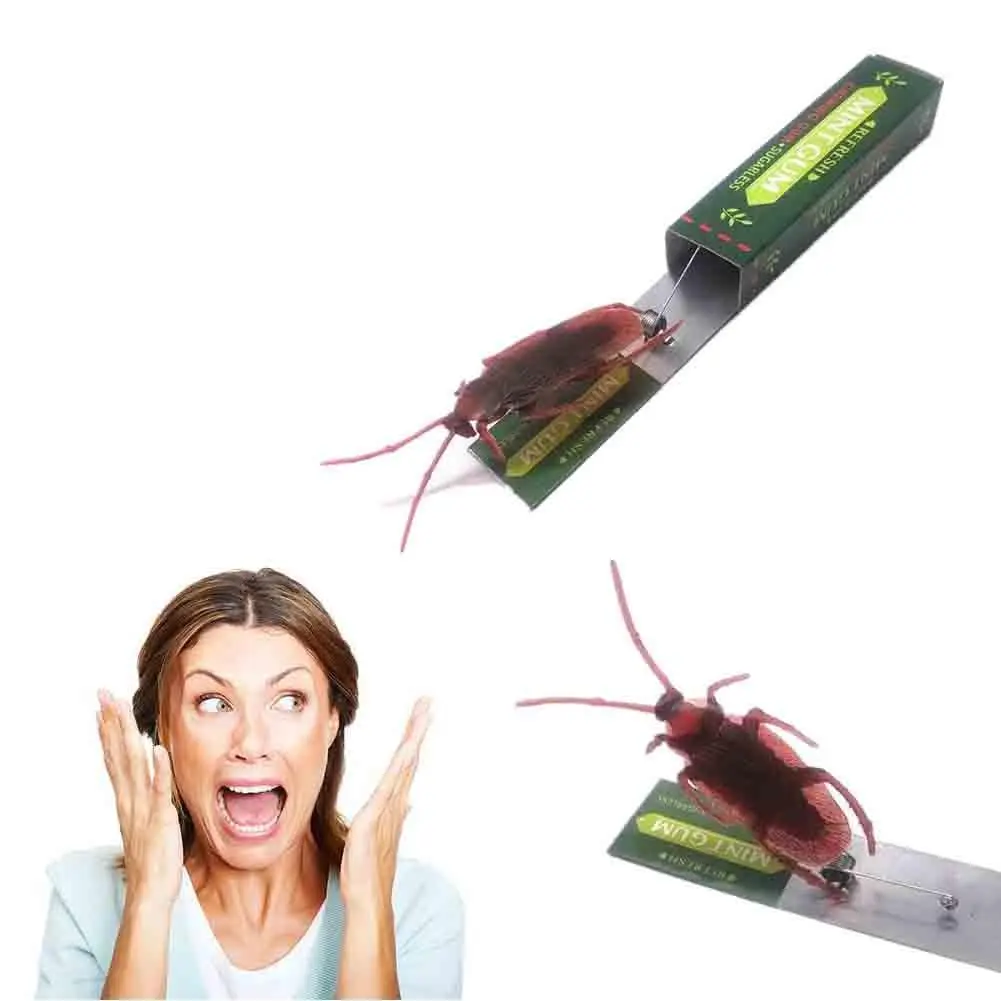 Chewing Gum Toy Trick Gag Shocking Cockroach Chewing Pull Toys Spoof Head Z9X4