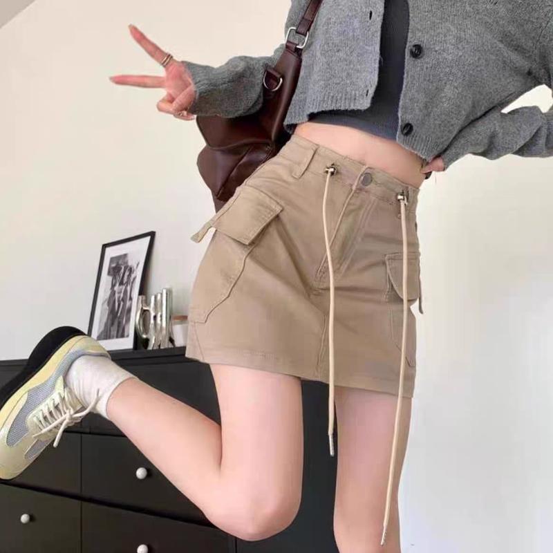  Chân váy túi hộp bigsize kaki chữ A  đi chơi xinh xắn cho  có quần bảo hộ   CV18 