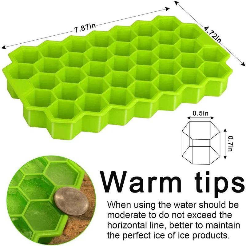 37 Girds Honeycomb Ice Cube Trays Reusable Silicone Ice Cube Mold BPA Free Ice Maker with Removable Lids Kitchen Utensils 2