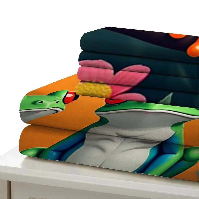 Frog Pattern Bedding Set, 1 Set Including 1 Duvet Cover & 2 Counts Pillowcase without Filler, Soft Comfortable Bedding Set for Home Bedroom 4