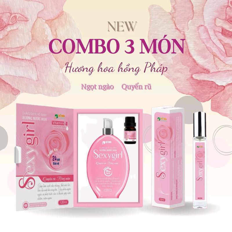 [ 3 món] set dung dịch vệ sinh sexy girl kèm nước hoa mini 5ml tặng chai nước hoa body 10ml hương nước hoa hồng pháp