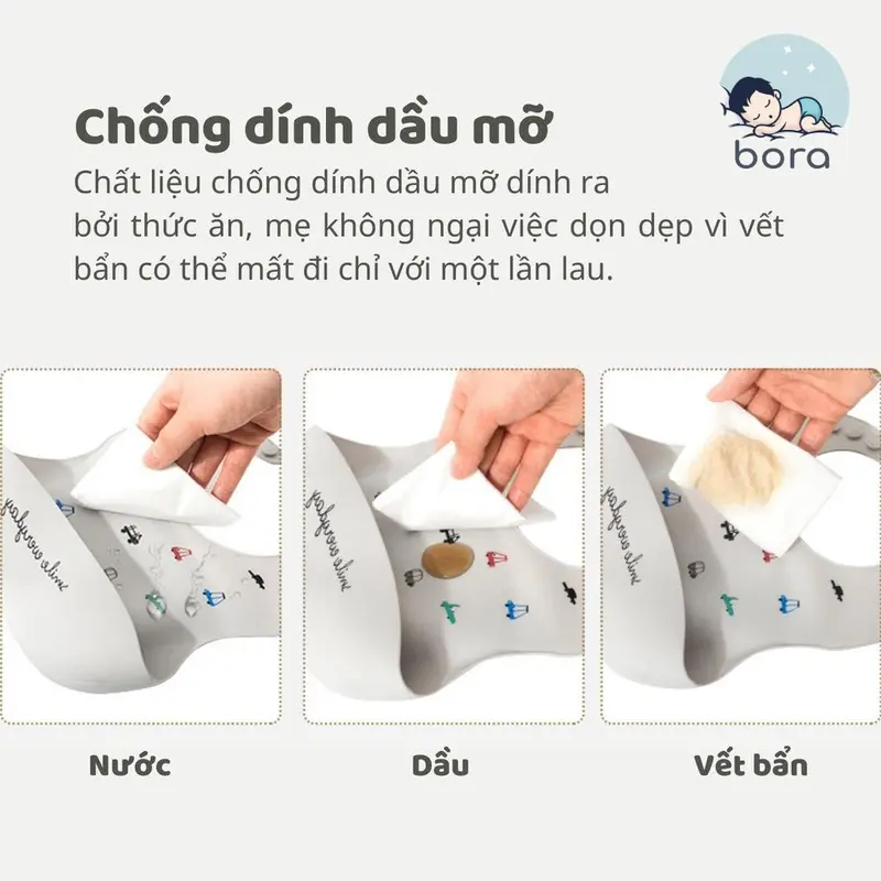 Yếm silicon cho bé ăn dặm, có máng hứng thức ăn 3
