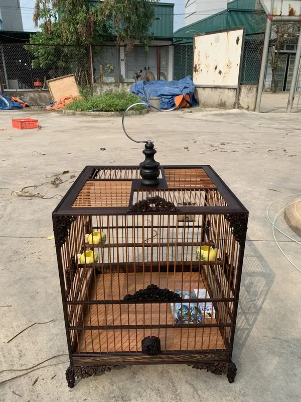Khung lồng chào mào đục hoa mai gỗ mun cực đep giá rẻ VUMINO 2
