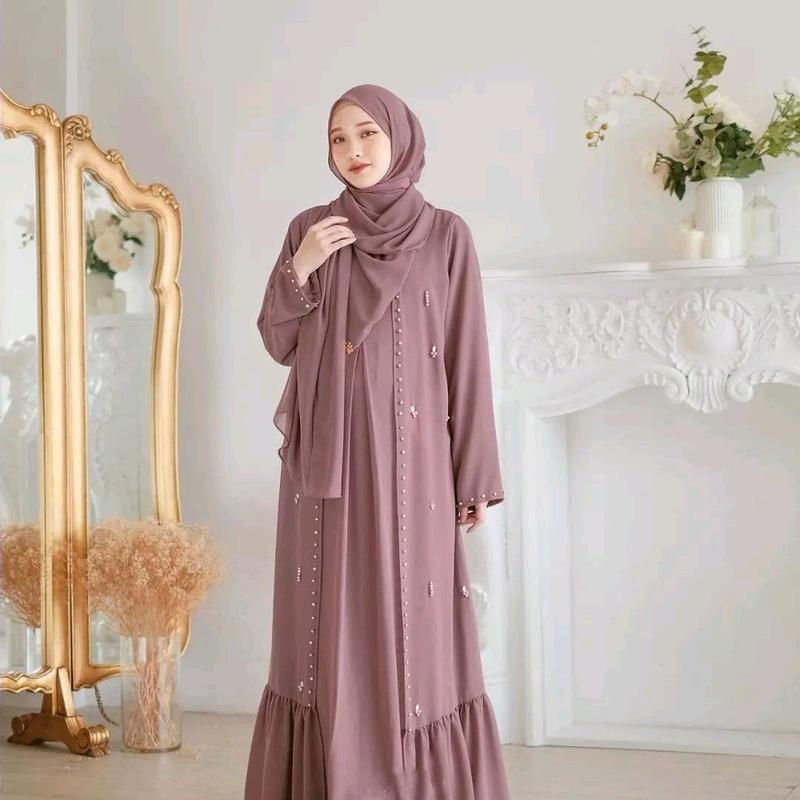 Abaya syahira set outer abaya turkey remaja dan dewasa warna l hitam mewah elagan Gamis Muslim Wanita bahan Ceruty abaya crystal Mutiara Payet Syari Ibu Dress Simple Kondangan Basic Lebaran Pesta 2