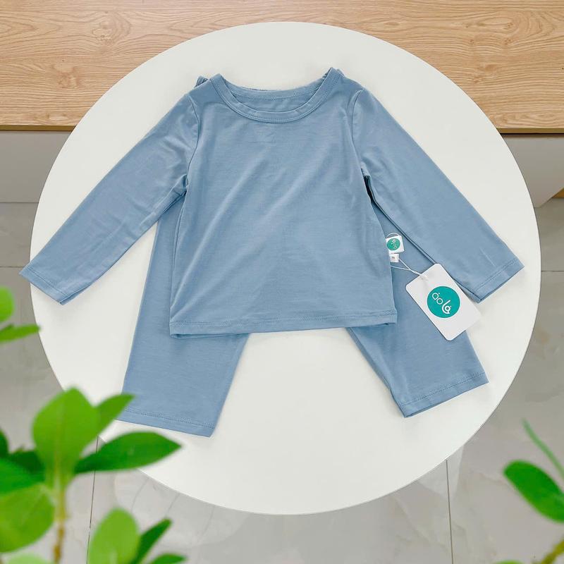 Bộ dài tay cho bé 95% sợi sồi Modal Áo Lá Homewear A221, pizama bé trai gái bốn mùa mát lạnh mềm mướt 1
