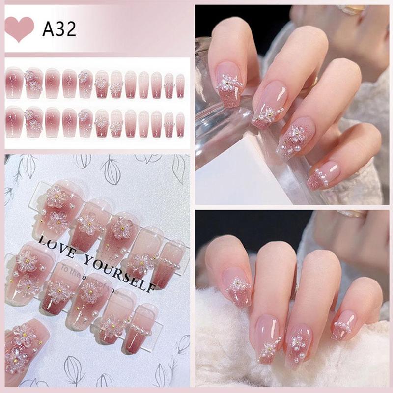 Product Introduction of 【Free Nail Jelly Glue】24pcs/set Fashion Nail Art Fake Nails Finished Nail Patch Wearable Nails 12