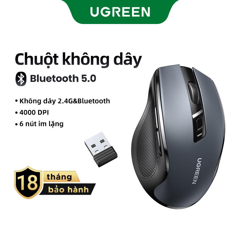 UGREEN Chuột không dây Bluetooth 5.0, 2.4G, Dpi 4000, đa chế độ, dùng pin rơi, không thể sạc lại, nút im lặng, Mouse 90855
